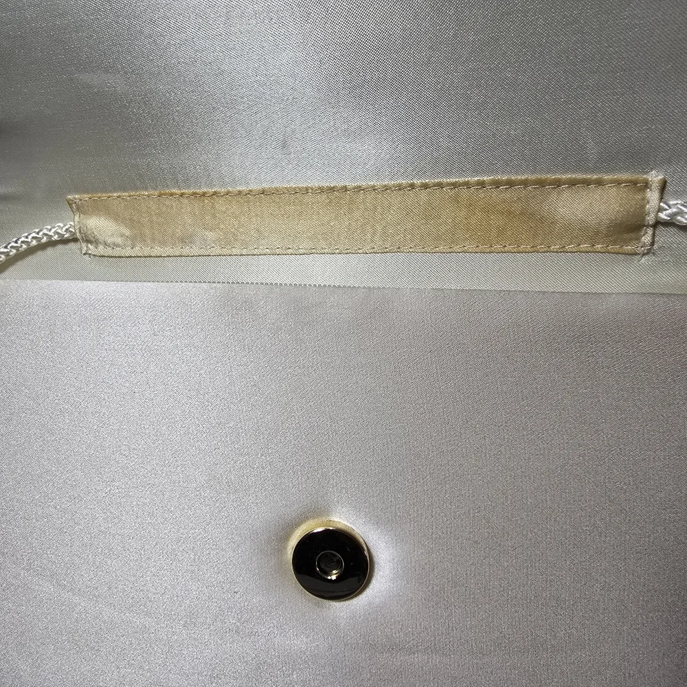 Vintage 1980's Partners Ivory Satin Clutch Purse 48557, 10" X 6 " - Picture 11 of 14